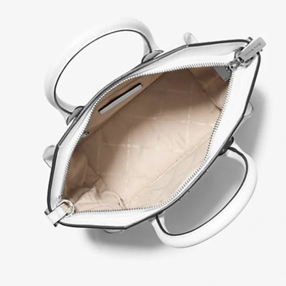 Michael Kors Avril Small Studded Patchwork and Signature Logo Satchel Crossbody - Picture 3 of 16